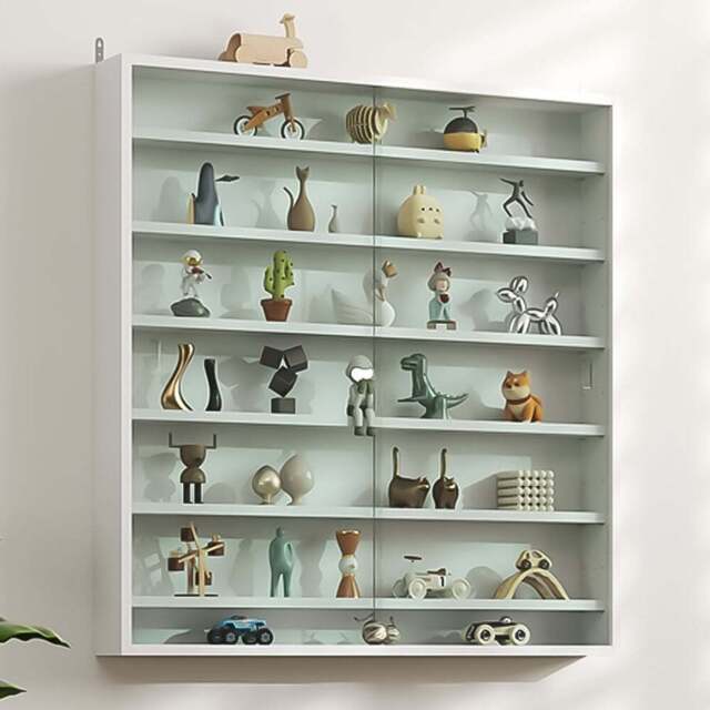 HOMCOM 7-TierWhite Wall Display Cabinet - Size: 83.0 cm x 9.5 cm x 80.0 cmcm - Wilko - image 1