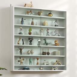 HOMCOM 7-TierWhite Wall Display Cabinet - Size: 83.0 cm x 9.5 cm x 80.0 cmcm - Wilko - thumbnail 1