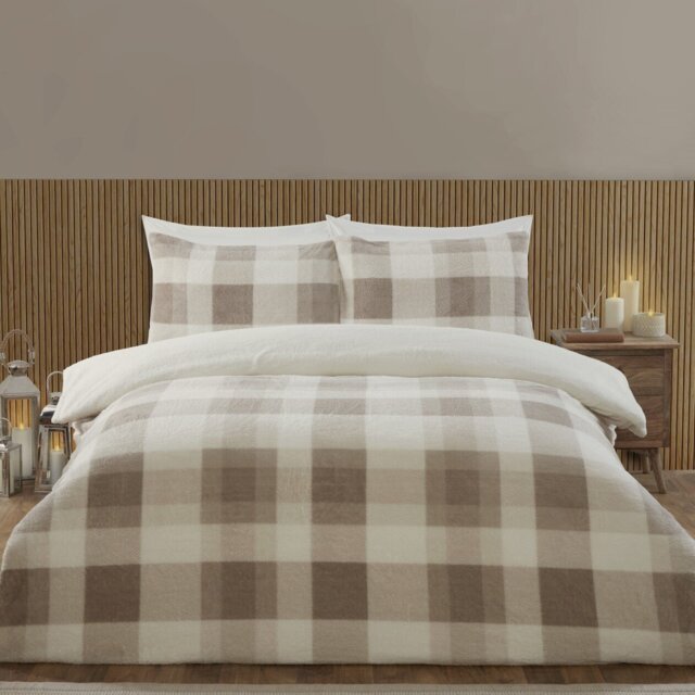 Teddy Fleece Duvet Set - Natural/King - Wilko - image 1