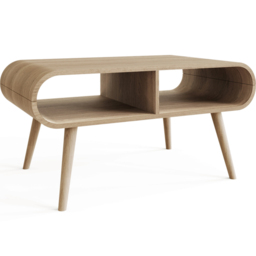 GFW Vionna 2 Shelf Oak Curved Coffee Table - Size: 50 x 100 x 56cm - Wilko - thumbnail 3