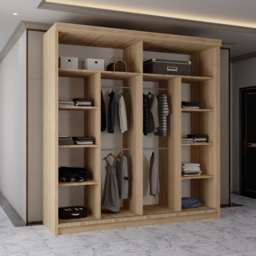 Sliding Wardrobes 4U Lisbon 2 Door Oak Full Length Mirrored Wardrobe 203cm - Brown - Wilko - thumbnail 5