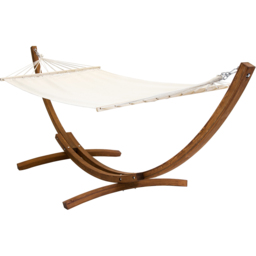 Charles Bentley Cream Canvas Hammock with Wooden Arc Stand - Size: 1 Seater - Wilko - thumbnail 3