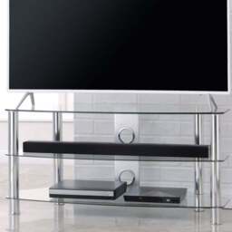 TTAP Vantage 2 Shelf Chrome TV Stand 1050mm - Size: 50.7 x 105 x 40cm - Silver - Wilko