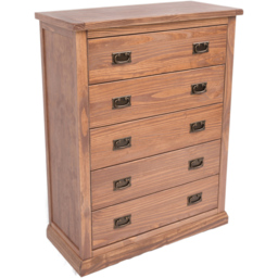 Cabinet Bits Tirolo 5 Drawer Brown Brass Drop Handle Chest of Drawers - Wilko - thumbnail 5