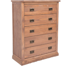 Cabinet Bits Tirolo 5 Drawer Brown Brass Drop Handle Chest of Drawers - Wilko - thumbnail 4