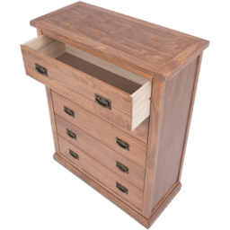 Cabinet Bits Tirolo 5 Drawer Brown Brass Drop Handle Chest of Drawers - Wilko - thumbnail 6