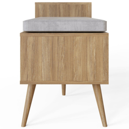 GFW Noor 2 Door Oak Rattan Shoe Cabinet with Cushioned Seat - Size: 58.5 x 100 x 38cm - Wilko - thumbnail 6