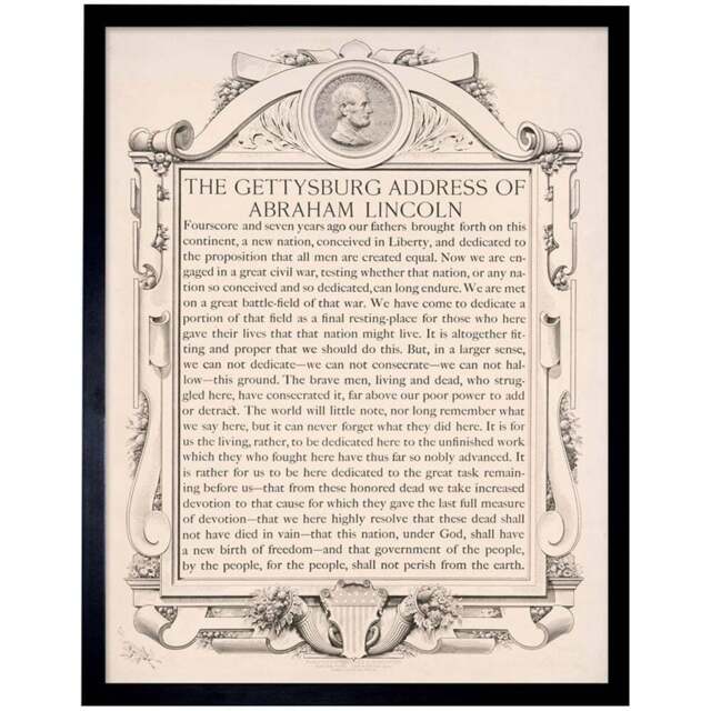 Wee Blue Coo American Civil Lincoln Gettysburg War Framed Wall Art Print 30 x 41cm - Size: 43.3 x 33.3 x 1.5cm - Cream - Wilko - image 1