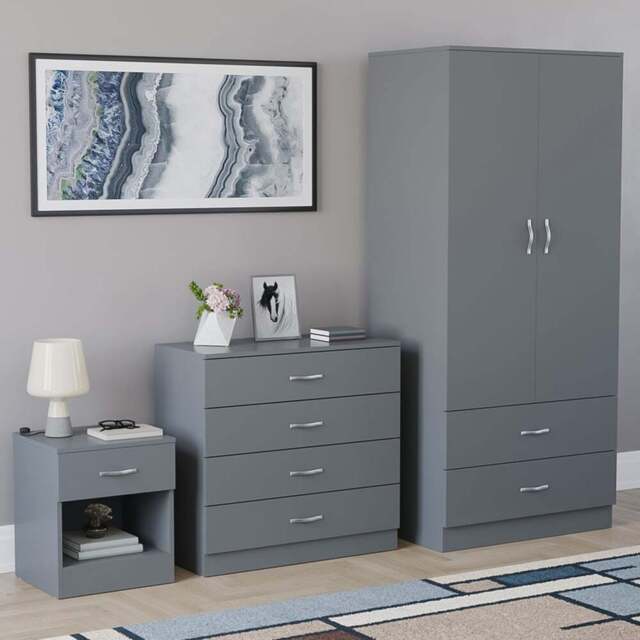 Vida Designs Riano Grey 3 Piece Bedroom Furniture Set - Wilko - image 1