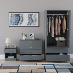 Vida Designs Riano Grey 3 Piece Bedroom Furniture Set - Wilko - thumbnail 4