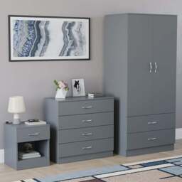 VIDA DESIGNS Riano Grey 3 Piece Bedroom Furniture Set - Wilko