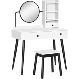 Portland White Dressing Table Set with Mirror - Size: 90 x 45 x 126cm - Wilko - thumbnail 3