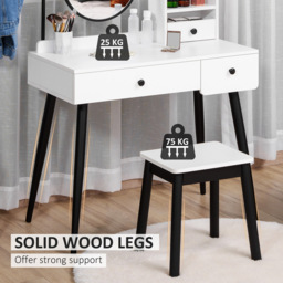 Portland White Dressing Table Set with Mirror - Size: 90 x 45 x 126cm - Wilko - thumbnail 7
