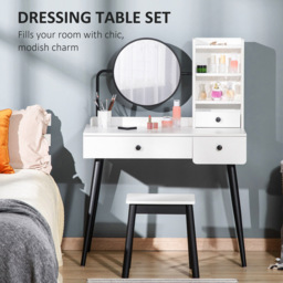 Portland White Dressing Table Set with Mirror - Size: 90 x 45 x 126cm - Wilko - thumbnail 5