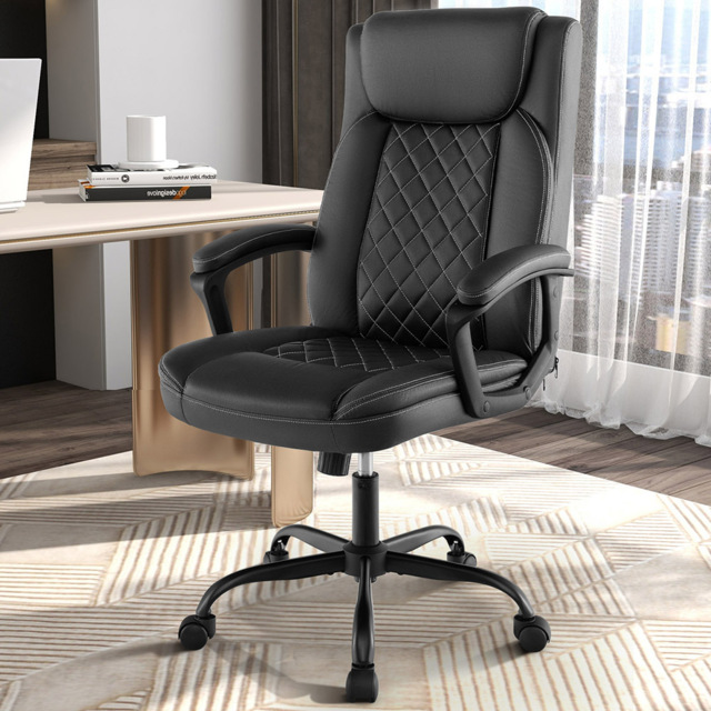 Costway Black Padded Armrests Swivel Office Chair - Size: 69 x 53 x 26cm - Wilko - image 1