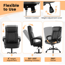 Costway Black Padded Armrests Swivel Office Chair - Size: 69 x 53 x 26cm - Wilko - thumbnail 7