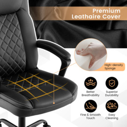 Costway Black Padded Armrests Swivel Office Chair - Size: 69 x 53 x 26cm - Wilko - thumbnail 6