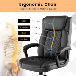Costway Black Padded Armrests Swivel Office Chair - Size: 69 x 53 x 26cm - Wilko - thumbnail 5
