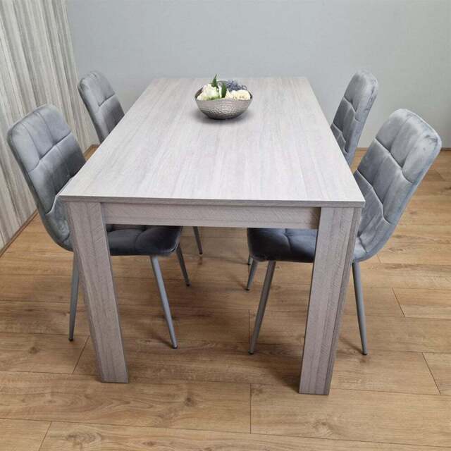 Portland 4 Seater Velvet Dining Set Grey - Wilko - image 1