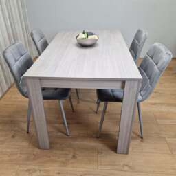 Portland 4 Seater Velvet Dining Set Grey - Wilko