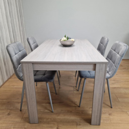 Portland 4 Seater Velvet Dining Set Grey - Wilko - thumbnail 5