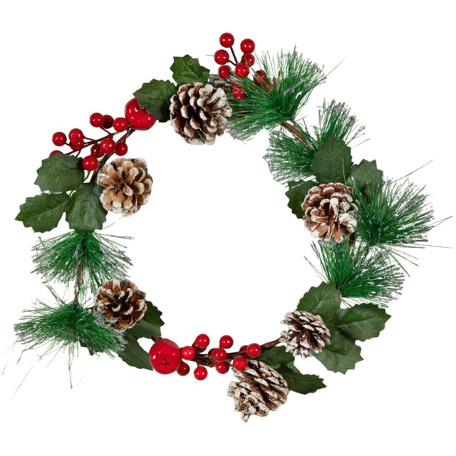 Samuel Alexander Wreath with Red Berries and Frosted Pinecones 45cm - Size: 45 x 45 x 4cm - Wilko - image 1