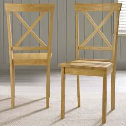 Furniturebox Marros Set of 2 Oak Effect Solid Wood Crossback Dining Chairs - Brown - Wilko - thumbnail 1