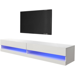 GFW Galicia White Large Wall TV Unit with LED - Size: 38 x 180 x 30cm - Wilko - thumbnail 3