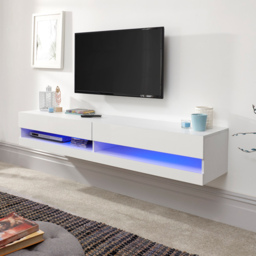 GFW Galicia White Large Wall TV Unit with LED - Size: 38 x 180 x 30cm - Wilko - thumbnail 4