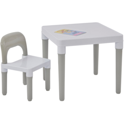 Liberty House Toys Kids White and Grey Plastic Table and Single Chair Set - Size: 43 x 51 x 51cm - Wilko - thumbnail 4