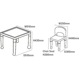 Liberty House Toys Kids White and Grey Plastic Table and Single Chair Set - Size: 43 x 51 x 51cm - Wilko - thumbnail 6