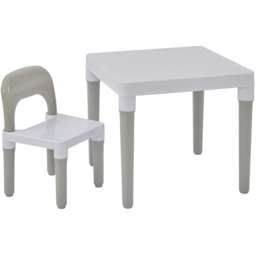 Liberty House Toys Kids White and Grey Plastic Table and Single Chair Set - Size: 43 x 51 x 51cm - Wilko - thumbnail 3