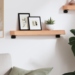 vidaXL 60 x 10 x 6cm Light Brown Solid Oak Wall Shelf - Size: 6 x 60 x 10cm - Wilko - thumbnail 3