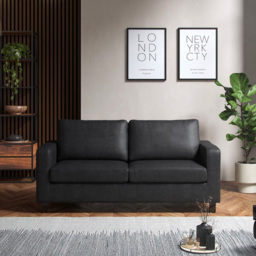 Monroe 3 Seater Black PU Leather Sofa - Wilko - thumbnail 4
