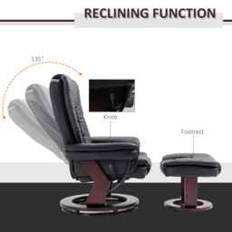 Portland Black PU Leather Manual Recliner Chair with Footrest - Size: Single - Wilko - thumbnail 5