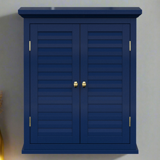 Teamson Home Glancy 2 Shutter Doors Navy Removable Wooden Corner Wall Cabinet - Size: 61 x 17.8 x 51cm - Blue - Wilko - image 1