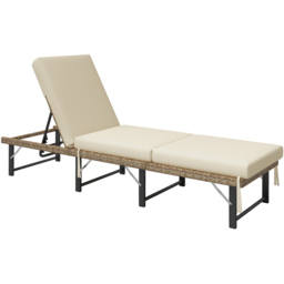 Outsunny Natural 6 Position Adjustable and Folding Rattan Sun Lounger - Size: 30 x 60 x 198cm - Yellow - Wilko - thumbnail 3