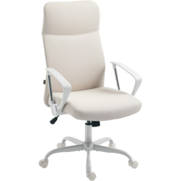 HOMCOM Cream White Curved High Back Computer Chair - Size: 119 x 63 x 65cm - Wilko - thumbnail 3
