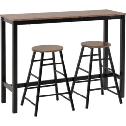Seconique Athens Acacia Effect 2 Seater Bar Table and Chairs Set - Brown - Wilko - thumbnail 3