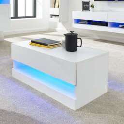 GFW Galicia White LED Lift Up Coffee Table - Size: 38 x 75 x 30cm - Wilko - thumbnail 1