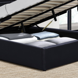 Brooklyn Double Black Faux Leather Ottoman Storage Bed - Wilko - thumbnail 4