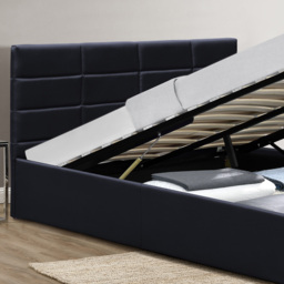 Brooklyn Double Black Faux Leather Ottoman Storage Bed - Wilko - thumbnail 3