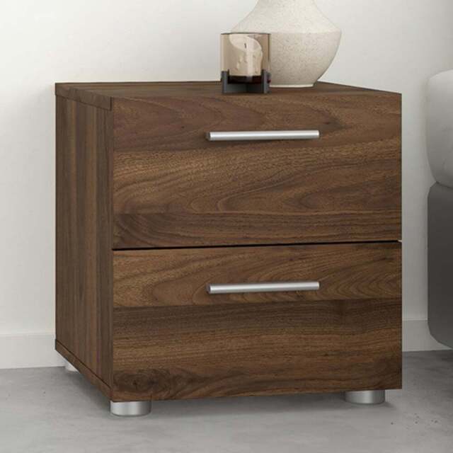 Florence 2 Drawer Walnut Bedside Table - Wood - Furniture to Go - Wilko - image 1
