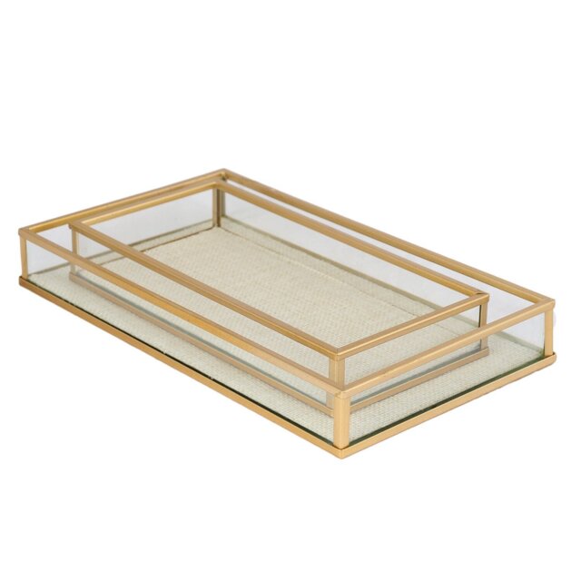 Gold Metal Tray Set of 2 - Size: 20 x 3 x 10 - Wilko - image 1