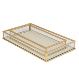 Gold Metal Tray Set of 2 - Size: 20 x 3 x 10 - Wilko