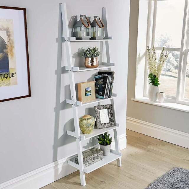 Home Source 5 Shelf White Ladder Storage Unit - Size: 189 x 61 x 36cm - Wilko - image 1