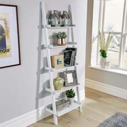 Home Source 5 Shelf White Ladder Storage Unit - Size: 189 x 61 x 36cm - Wilko