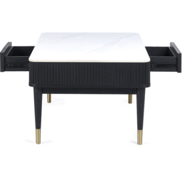 Julian Bowen Louis 2 Drawer Black Fluted Stone Top Coffee Table - Size: 47 x 110 x 65cm - White - Wilko - thumbnail 6