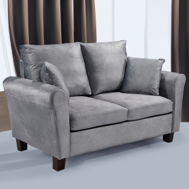 Brooklyn 2 Seater Grey Brushed Velvet Sofa - Wilko - image 1