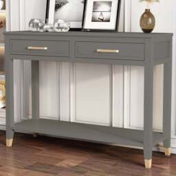Palazzi 2 Drawers Grey Console Table - Size: 35 x 105 x  80cm - Wilko - thumbnail 1